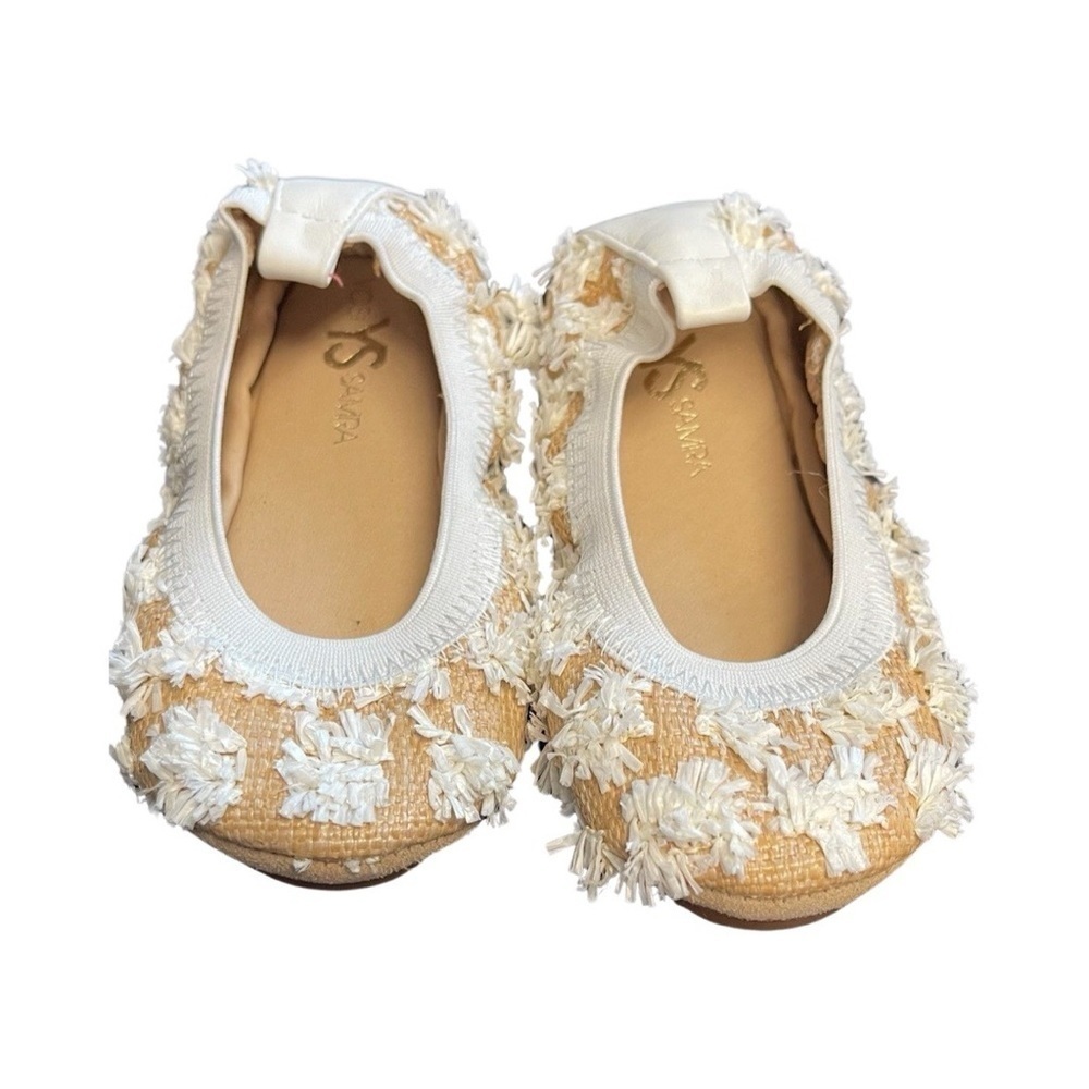 NWB Yosi Samra Toddler Girls Samara Raffia Fringe Foldable Ballet Flats - Sz 7C